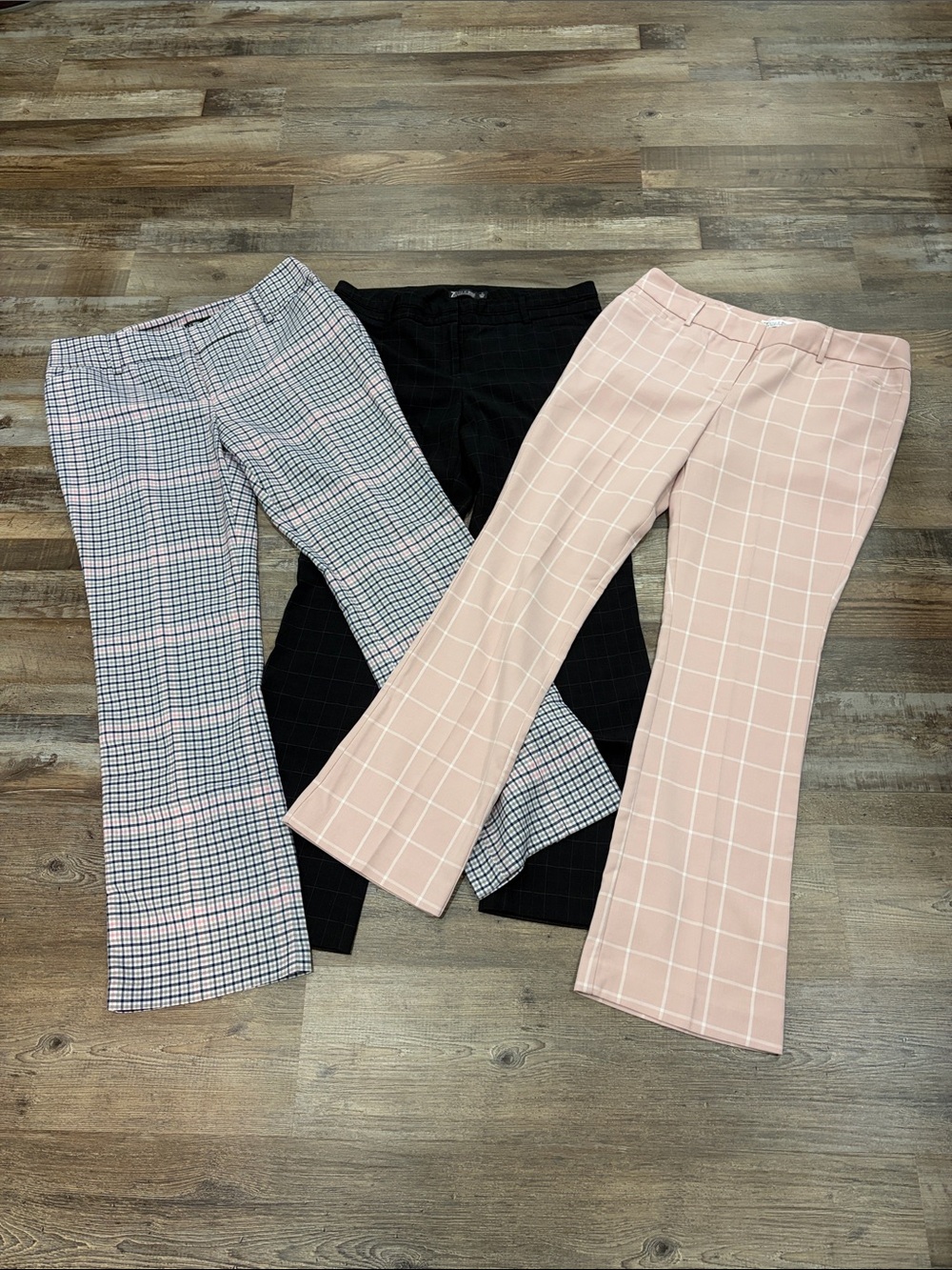New York & Co 7th Ave Dress Pants Sz 12 Set of 3 Check Print Work Career Office